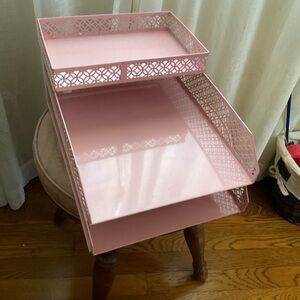 Pink Metal Desk Top Organizer